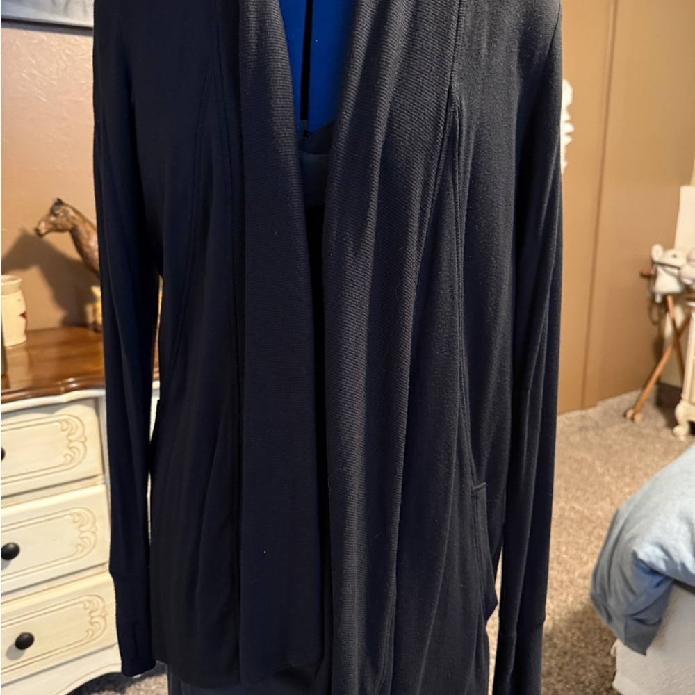 Black Open Front Cardigan